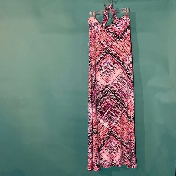 IN THE MIX Pink Geometric Print Long Dress - Picture 2 of 6